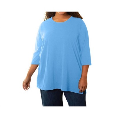 Women's Cotton 3/4 Sleeve U-Neck Tee - Plus - On The Plus Side