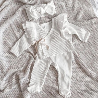 MyKids-Usa Baby Girl Solid Color Pure Cotton Long Sleeve Tops With Pants Sets
