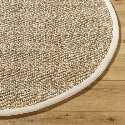 Dinah Tan and Light Beige Handmade Jute Rectangle Area Rug