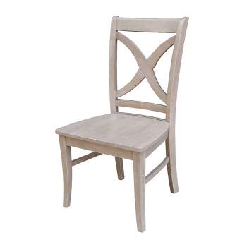 Set of 2 Vineyard Washed Finish Curved X-Back Chairs Gray Taupe - International Concepts
