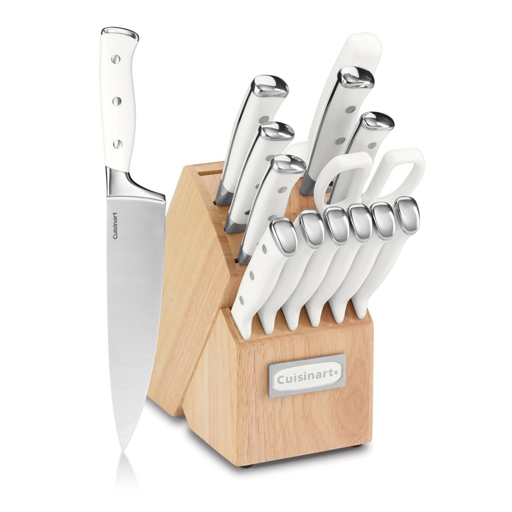 Photos - Kitchen Knife Cuisinart Classic 15pc Stainless Steel White Triple Rivet Cutlery Block Se 