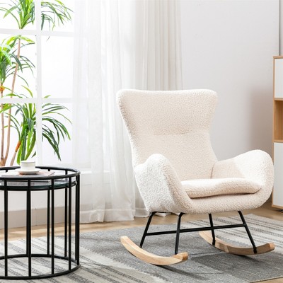 Upholstered Rocking Accent Chair With High Backrest And Armrests-ModernLuxe