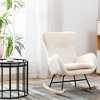 Vynxaria Beige Color Teddy Fabric Rocking Accent Chair with High Backrest and Armrests - 2 of 4