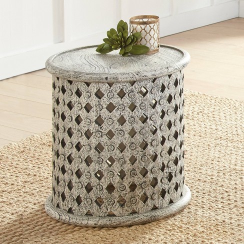 Round silver deals end tables