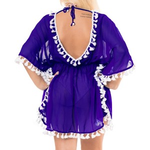 LA LEELA Women's Loose Summer Vacation Beachwear Mini Bathing Suit Loose Beach Dress Holiday Swim Suit Swimwear Cover Ups - 1 of 4