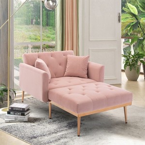CAVINAS Teddy Velvet Accent Chair with Adjustable Mid-Height Backrest,Cozy Upholstered Living Room Chairs,Reading Chairs for Living Room - 1 of 4