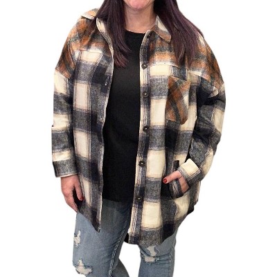 Women's Colorblock Plaid Longline Shacket - ZENANA