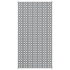 Reversible Outdoor Rug with Carry Bag, Waterproof Plastic Straw Mat for Patio, RV Camping, or Backyard, Black & White Clover Pattern - 1 of 4