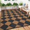 Outdoor Modern Woven Plastic Straw Rug Checkerboard Reversible Lightweight Portable Picnic Mat Large Area Rugs for Camping Garden Backyard - 2 of 4
