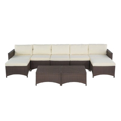 5pc Studio Shine Collection Modular Extended Sofa with Ottoman & Coffee Table - W Unlimited