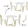 3-Piece Dining Table Set for 2, Round Kitchen Table with 2 Upholstered Chairs, Metal Frame & Faux Marble Top for Small Space, Apartment - 3 of 4