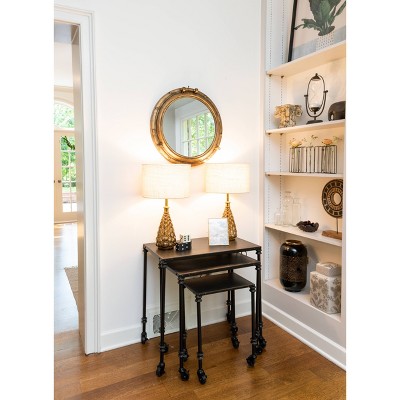 Nautical Charm Round Leather & Wood Porthole Mirror for Kids