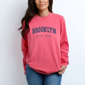 Simply Sage Market Women's Brooklyn New York Long Sleeve Garment Dyed Tee - 1 of 4