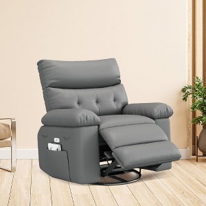 Large Power Lift Recliner Chair, PU Leather 360°Swivel Recliner with Massage and Heat, Rocking Single Sofa Seat for Living Room, Bedroom - 1 of 4