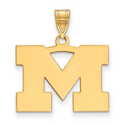 Black Bow Jewelry 10k Yellow Gold Michigan Wolverines NCAA Medium Pendant