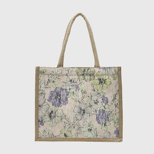 Anna-Kaci Women's Floral Linen - Polyester Tote Bag - Lightweight Floral Print Shopping Bag - 1 of 4