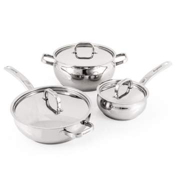 Behuge 18/10 Stainless Steel 7 Pc Piece Tri-Ply Cookware Set Free