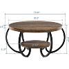 30"Round Coffee Table,2-Tier Coffee Table with Storage Shelf and Designed Wood Grain - 4 of 4