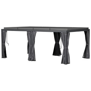 12' x 19' Aluminum Pergola with Adjustable Louvered, Outdoor Pergola with Curtains and Netting - 1 of 4