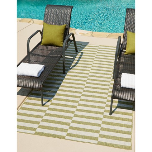 Unique Loom Outdoor Striped Striped Geometric Woven Area Rug - image 1 of 4