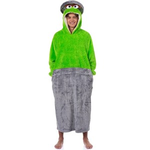 Sesame Street Oscar The Grouch Adult Wearable Hooded Blanket Sweatshirt - 1 of 4