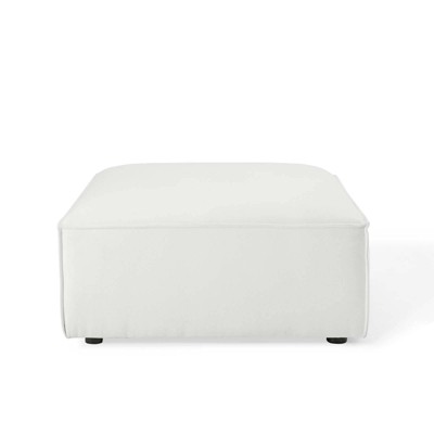 White Velvet 6-Piece Sectional Sofa with Ottoman