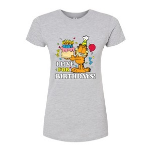 Women's - Garfield - I Live For Birthdays Fitted Graphic T-Shirt - 1 of 3