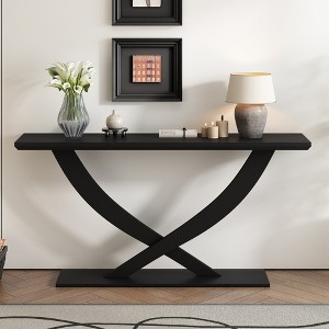 57'' Narrow Console Table,Cross-Leg Design Entryway Table, Thin Sofa Table, Side Table, Display Table, for Hallway, Bedroom, Living Room, Foyer - 1 of 4