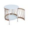 ACEPANO 17.32 in. W Accent Outdoor Side Table with Powder-Coated Steel Frame, Glass Top & Storage-Beige - 2 of 4