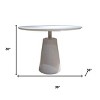 HomeRoots 36" White Wood and Metal Pedestal Base Round Top Dining Table - 3 of 4