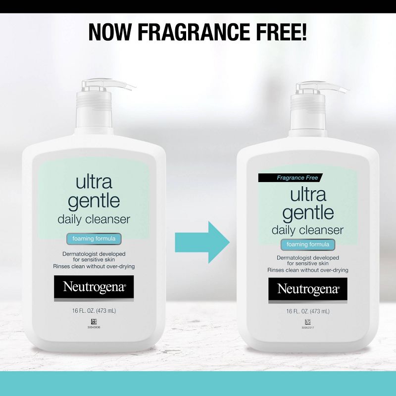 Neutrogena Ultra Gentle Foaming Facial Cleanser, Hydrating Face Wash for Sensitive Skin - 16 fl oz, 4 of 10