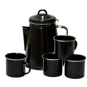 Stansport Enamel Percolator Coffee Pot & 4 Mug Set - Black - 1 of 4