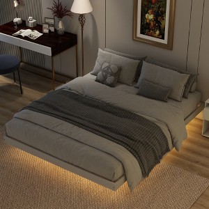 XIYUYEU Floating Bed Frame with LED Lights Underneath, Modern Low Profile Platform Bed with LED Lights - 1 of 4