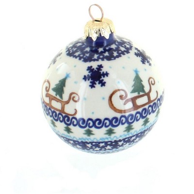 Blue Rose Polish Pottery Noel Nights Large Christmas Ball