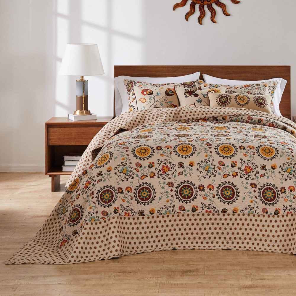 Photos - Bed Linen King Andorra Bedspread Bedding Set Beige - Greenland Home Fashions