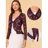 INSPIRE CHIC Women's Tie Front Ruffled Hem Floral Lace Sheer Crop Bolero Shrug - 2 of 4