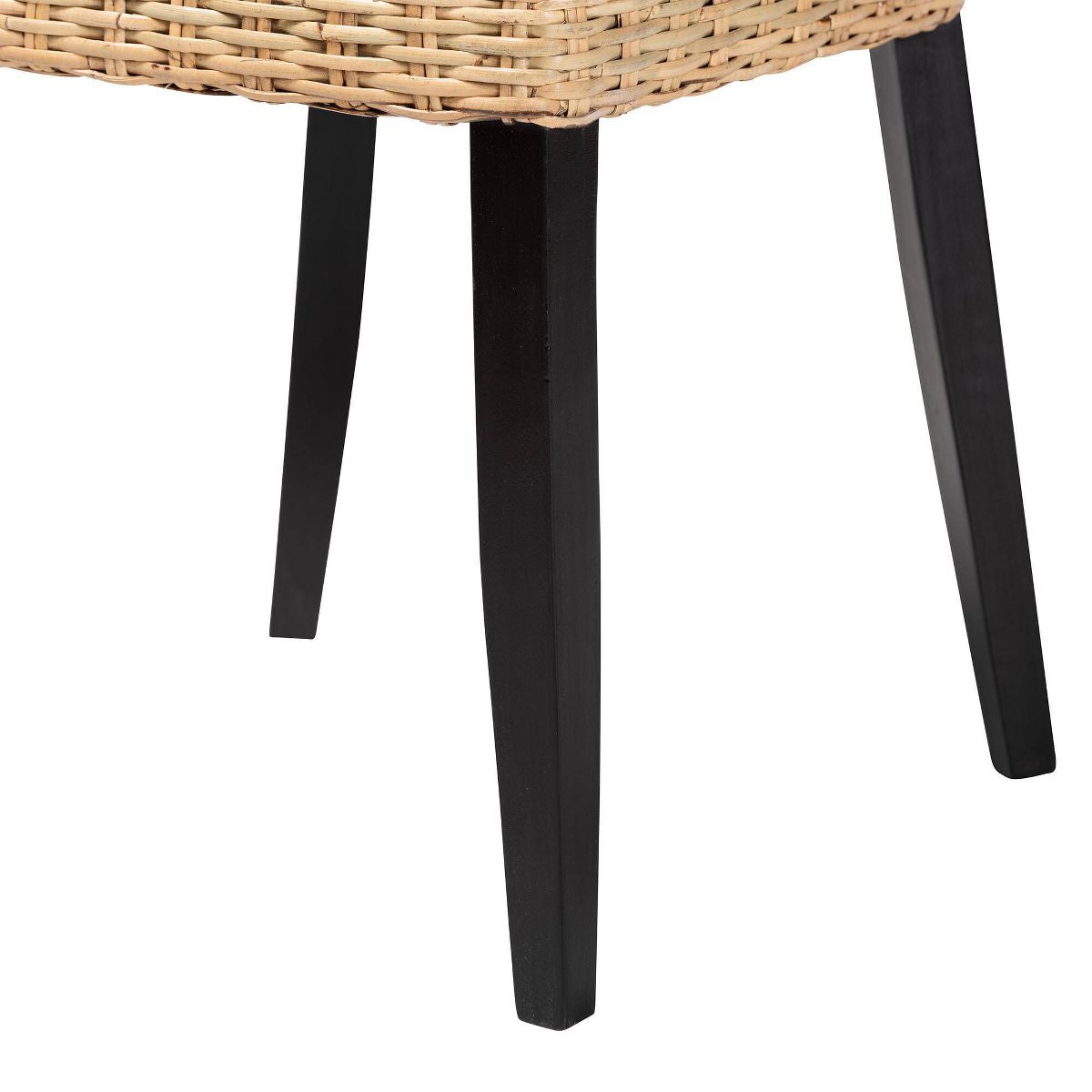 bali & pari Dermot Wood and Natural Rattan Dining Chair Dark Brown/Natural Brown: Interlaken Style, No Assembly Required - thumbnail 6