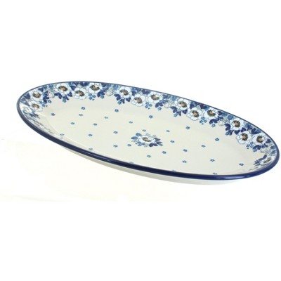 Blue Rose Polish Pottery Georgia Blue Oval Platter