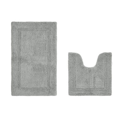 Lux Premium 100% Cotton Tufted Solid Reversible 2 PC Bath Rug Set – Ultra-Soft, Water-Absorbent, Durable, Machine Washable Bathroom Rug