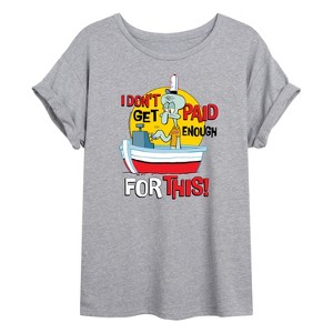 Women's - SpongeBob SquarePants - Squidward I Don't Get Paid Enough For This Oversized Graphic T-Shirt - 1 of 4
