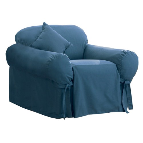 Cotton Duck Chair Slipcover Blue Stone - Sure Fit, Blue Grey