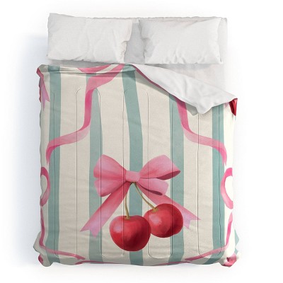 Deny Designs 3pc King Emanuela Carratoni Preppy Bows Cherries Comforter and Sham Set