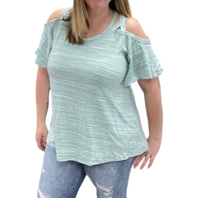 Women's Marled Cold Shoulder Tunic Top - White Birch