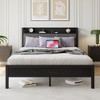 Lyngins Twin Size Platform Bed Frame with Storage Headboard ( 2 Outlets + 2 USB Ports), Under-Bed Storage, Gray Cotton Flax Upholstery - 2 of 4