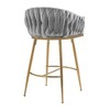 Kumasinova 26" Counter Height Bar Stools Set of 2, Velvet Dining Chair with Hand-Wave Back, Golden Chromed Base & Footrest, Upholstered Counter Stools - 3 of 4