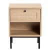 Baxton Studio Sherwin Mid-Century Modern Light Brown and Black 1-Drawer End Table with Woven Rattan Accent - 4 of 4