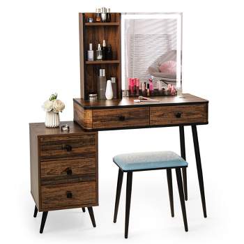 Costway Vanity Dressing Table Set Touch Screen Dimming Mirror : Target