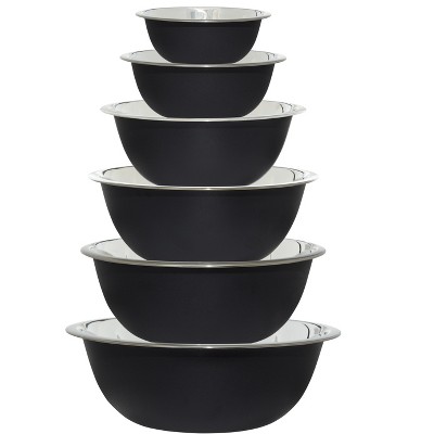COOK WITH COLOR Stainless Steel Mixing Bowls 6 Piece Set BLACK