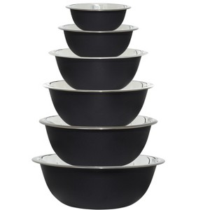 COOK WITH COLOR Stainless Steel Mixing Bowls 6 Piece Set BLACK - 1 of 3
