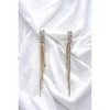 Slickblue Women's Earrings, Gold Snake Chain Tassel Drops with Faux Diamond Incrustation, 3.5" Length, Alloy - 2 of 4